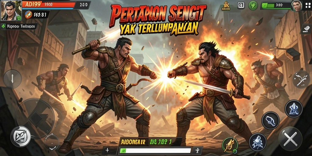Tampilan seru gameplay ADI99 dalam pertarungan Action.