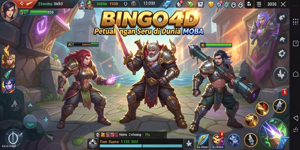 Tangkapan layar BINGO4D menampilkan aksi seru dalam pertempuran MOBA.