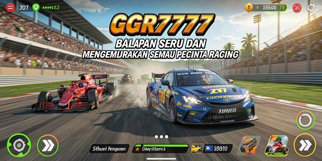 Tangkapan layar gameplay GGR7777 yang menunjukkan aksi balapan yang mendebarkan.