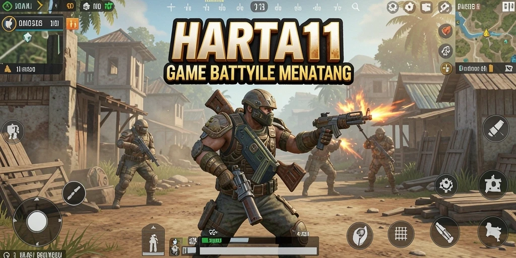 Screenshot HARTA11 menampilkan aksi Battle Royale yang intens dan mendebarkan.