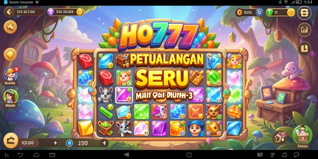 Screenshot HO777 menampilkan gameplay seru Match-3.
