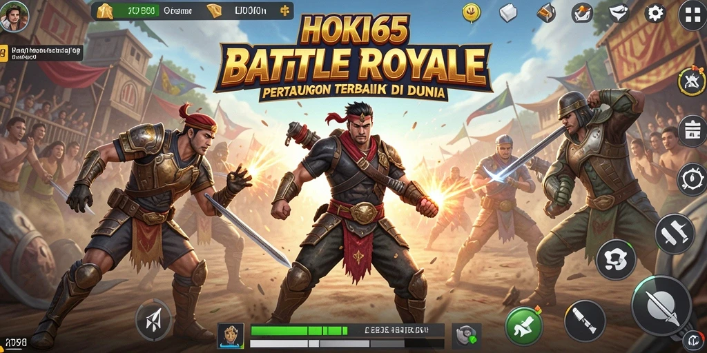 Gameplay Battle Royale seru di HOKI65 dengan adu tembak yang intens.