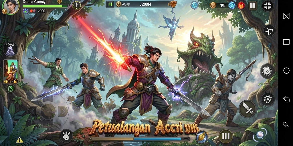 Tampilan gameplay J200M dengan aksi pertarungan seru.