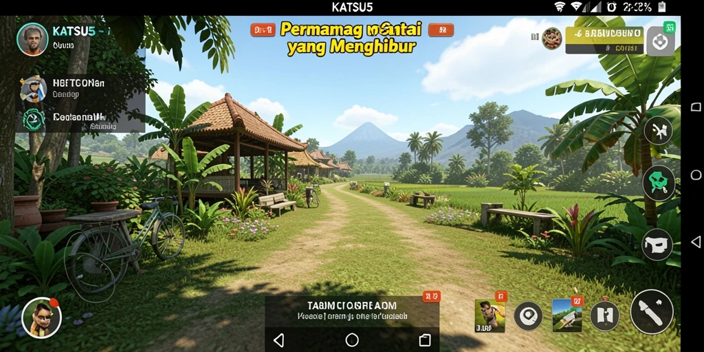 Tampilan utama gameplay KATSU5 yang penuh warna dan menyenangkan.