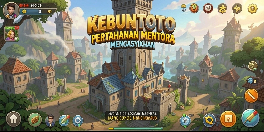 Tampilan gameplay seru KEBUNTOTO dengan strategi menara pertahanan.