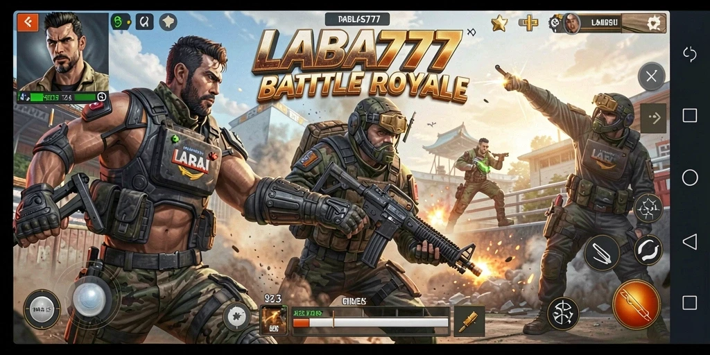 Screenshot LABA777 menampilkan aksi seru dalam pertempuran Battle Royale.