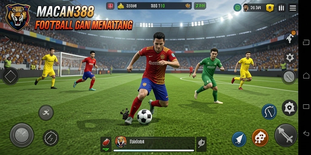 Tangkapan layar utama <strong>MACAN388</strong> yang menunjukkan aksi sepak bola yang mendebarkan.
