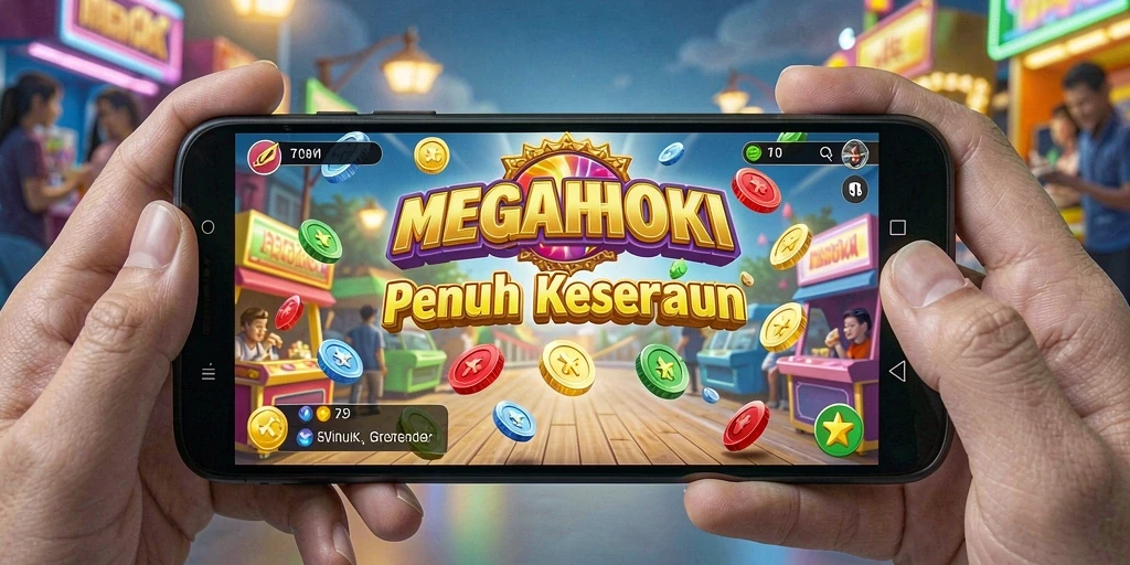 Tampilan gameplay seru dari MEGAHOKI yang menantang.