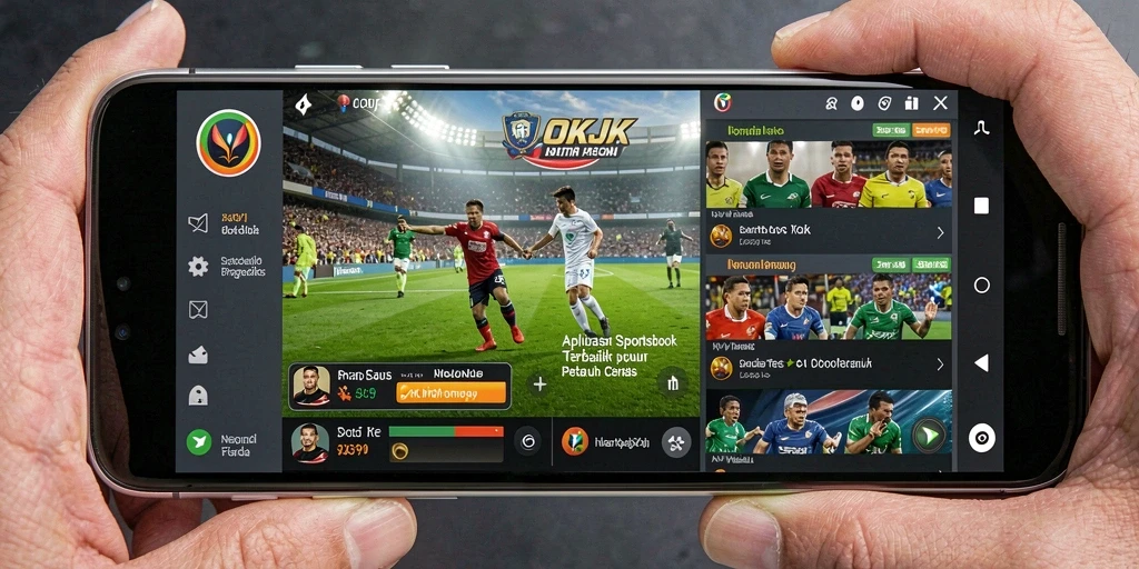 Screenshot utama menampilkan antarmuka taruhan olahraga interaktif.