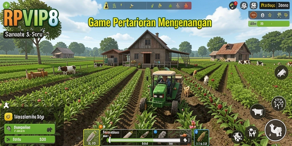 Tangkapan layar RPVIP8 menampilkan aktivitas seru dalam pertanian.