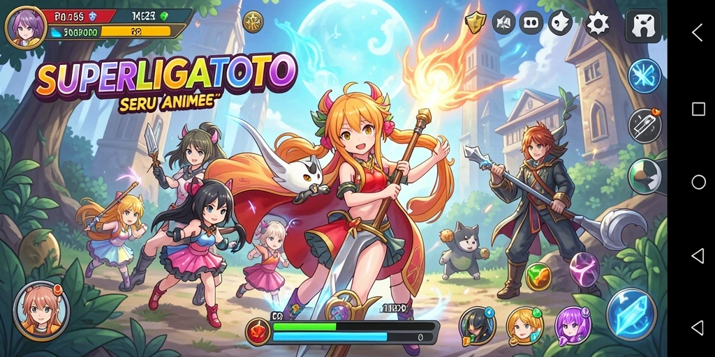 Screenshot gameplay yang menampilkan karakter anime di aksi.