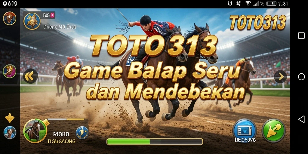 Screenshot gameplay TOTO313 menampilkan aksi balapan yang mendebarkan.