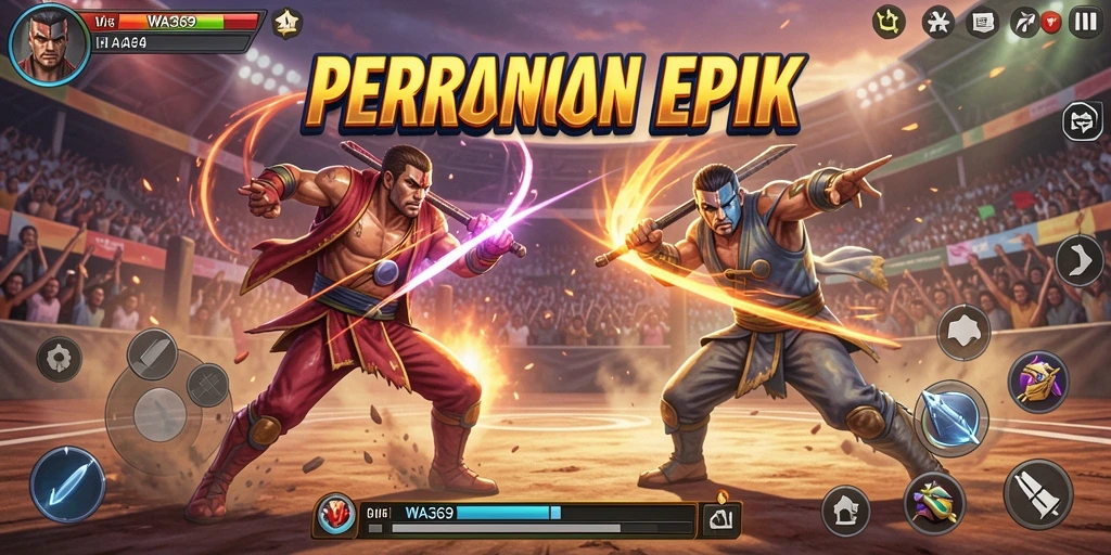 Tampilan gameplay WA369 menunjukkan pertarungan seru antar karakter.